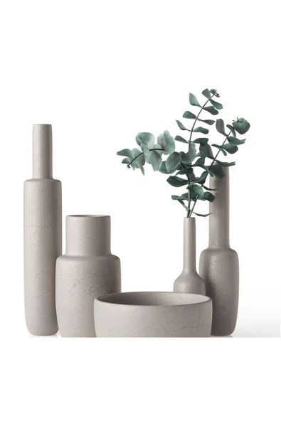 TuransoyCraft Moona Modern Vazo Büyük Boy 25 CM Sert Plastik 5'li Dekoratif Modern Vazo ürün görseli 1