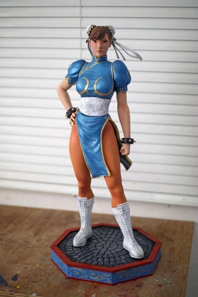 TuransoyCraft Street Fighter Chun Li Boyalı Figür Street Fighter Chun-Li Chung Figür Büyük Boy 25CM ürün görseli 1