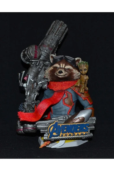 TuransoyCraft Guardians of Galaxy Rakun Büst Guardians of Galaxy Roket Rakun Boyalı Büst 13CM ürün görseli 1