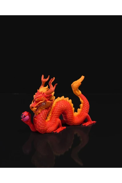 TuransoyCraft Kırmızı Çin Ejderhası Masaüstü Dekoratif Obje 19CM ürün görseli 1
