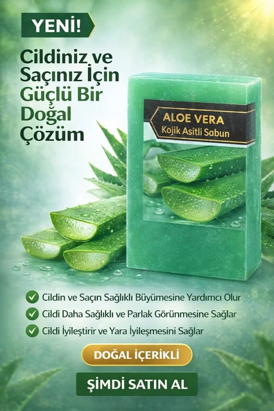 Herbliss Aloe Vera & Kojik Asit Sabun Doğal - Katkısız | Saç ve Cilt Canlandırıcı & Nemlendirici ürün görseli 1