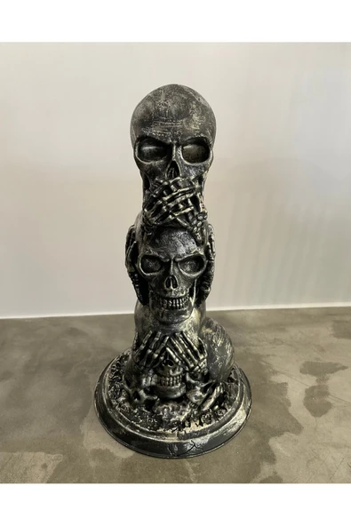TuransoyCraft Skull Kafatası Görmedim Duymadım Bilmiyorum Dekoratif Obje Büyük Boy ürün görseli 1
