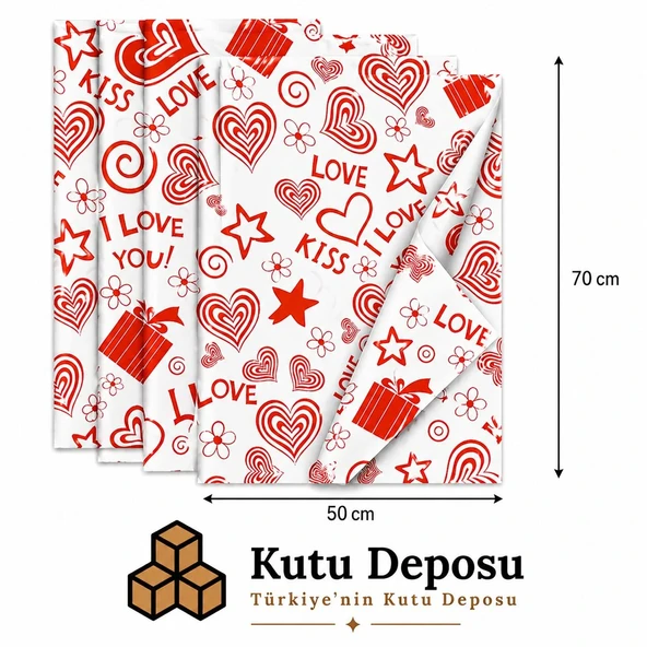 50x70 cm Beyaz I Love You Desenli Pelur Kağıt (1KG) ürün görseli 1