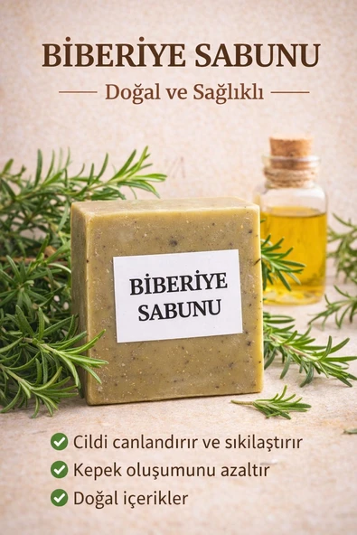 Herbliss Biberiye Sabunu Doğal - Katkısız | Saç ve Cilt Canlandırıcı & Dökülme Karşıtı ürün görseli 1