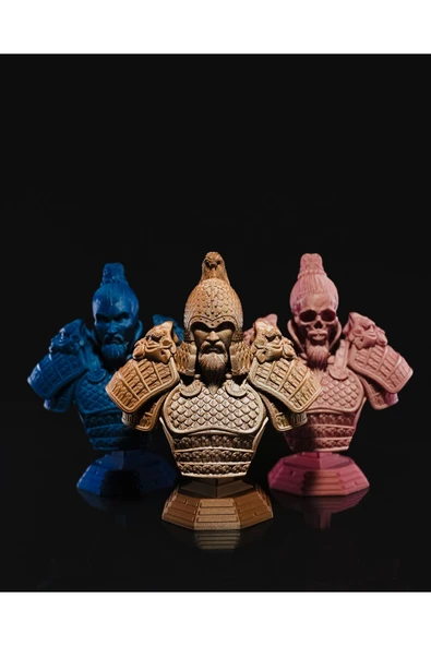 TuransoyCraft Jian Warrior Dekor Büstleri 3'lü Set 15 Cm ürün görseli 1