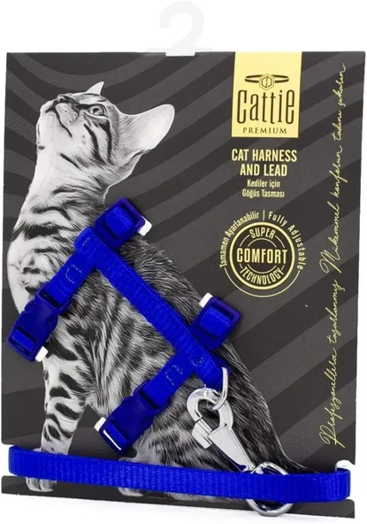 Cattie Kedi Göğüs Ve Gezdirme Takımı Mavi 25-40 Cm ürün görseli 1