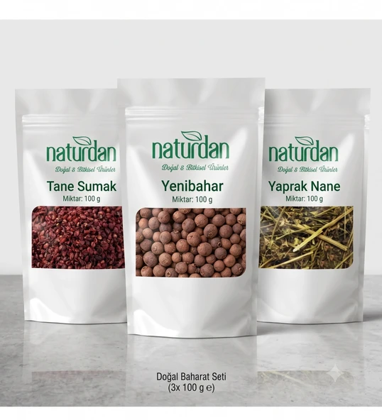 Saf(1.Kalite) Tane Sumak - Yenibahar - Yaprak Nane (3x 100 Gr) Set ürün görseli 1