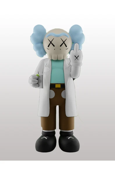TuransoyCraft Kaws Rick and Morty Boyalı Figür Kaws Rick Orta Parmak Figür Büyük Boy 20CM ürün görseli 1