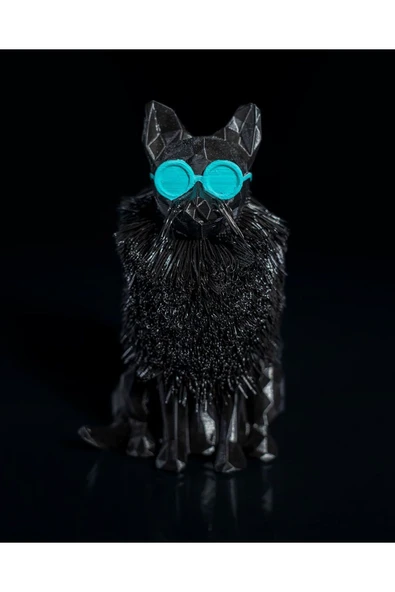 TuransoyCraft Prizma Cool Siyah Kedi Masaüstü Dekoratif Obje 13CM ürün görseli 1
