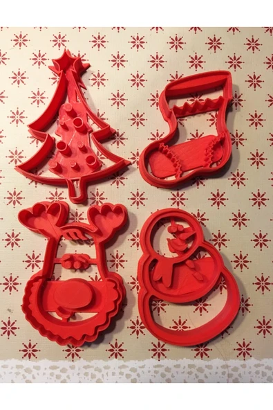 TuransoyCraft Yılbaşı Kurabiye Kalıpları Noel Baba Kurabiye Kalıbı Çam Ağacı Kurabiye Kalıbı 4 Parça 7CM ürün görseli 1