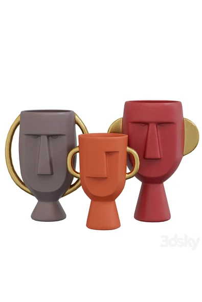 TuransoyCraft Fancy Otantik Vazo Seti Büyük Boy 25 CM Sert Plastik 3'lü Dekoratif Otantik Vazo ürün görseli 1