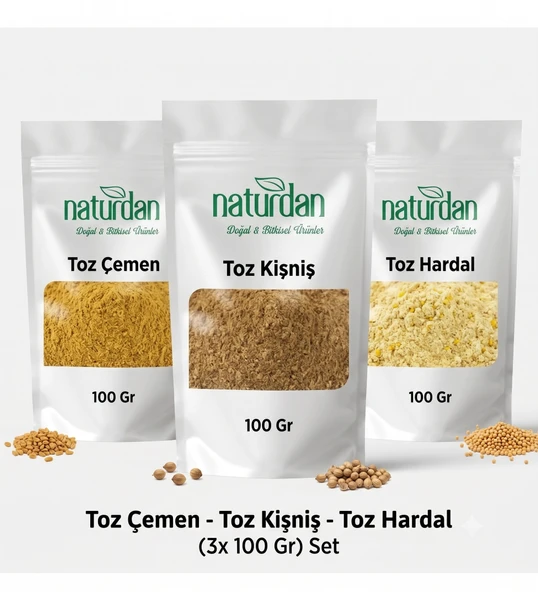 Saf(1.Kalite) Toz Çemen - Toz Kişniş - Toz Hardal (3x 100 Gr) Set ürün görseli 1