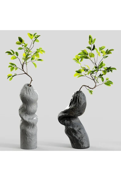 TuransoyCraft Branch Asimetrik Vazo Büyük Boy 25 CM Sert Plastik 3'lü Dekoratif Asimetrik Vazo ürün görseli 1