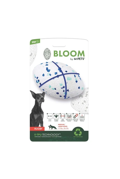 M-Pets Köpek Oyuncağı Rugby Topu Mavi-Beyaz 14 Cm ürün görseli 1
