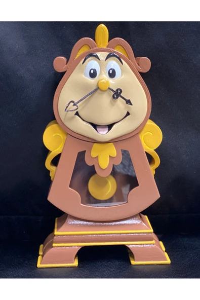 TuransoyCraft . Güzel ve Çirkin Cogsworth Boyalı Figür Güzel ve Çirkin Saat Figür 20CM ürün görseli 1