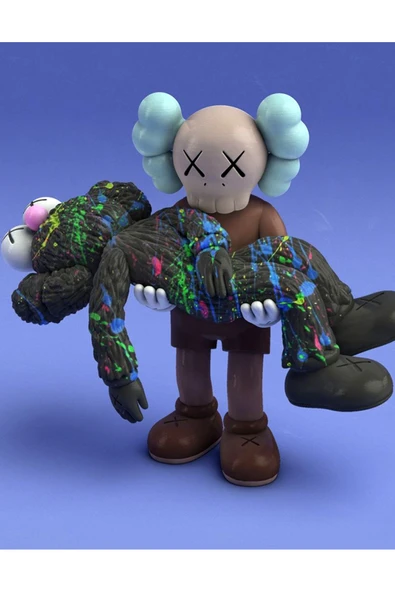 TuransoyCraft Kaws Boyalı Figür Kaws BFF Boyalı Figür Büyük Boy 20CM ürün görseli 1