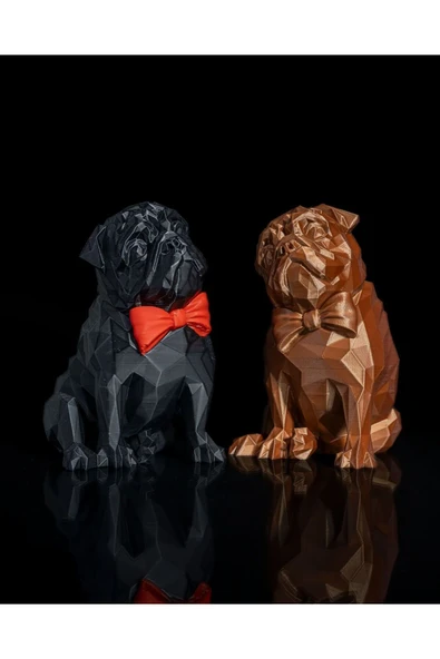 TuransoyCraft İkili Pug Köpek Figür Frank Pug Dekoratif Obje 11CM ürün görseli 1