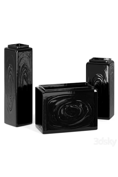 TuransoyCraft Puddle Modern Vazo Seti Büyük Boy 25 CM Sert Plastik 3'lü Dekoratif Modern Vazo ürün görseli 1
