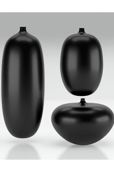TuransoyCraft Svart Siyah Modern Vazo Büyük Boy 25CM Dekoratif Sert Plastik Modern Vazo 3'lü Set ürün görseli 1