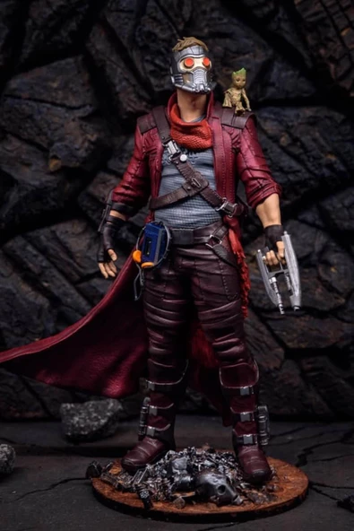 TuransoyCraft Star Lord ve Groot Boyalı Figür Galaksinin Koruyucuları Peter Quill Baby Groot Figür Büyük Boy 25CM ürün görseli 1