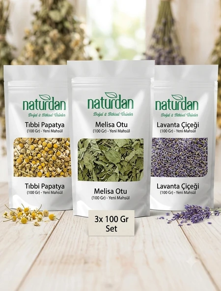 Saf(1.Kalite) Yeni Mahsül Tıbbi Papatya - Melisa Otu - Lavanta Çiçeği (3x 100 Gr) Set ürün görseli 1