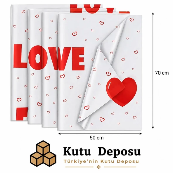 50x70 cm Beyaz Kalp Desenli Pelur Kağıt (1KG) ürün görseli 1