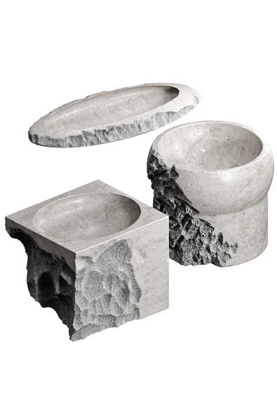 TuransoyCraft Contemporary Elite Beton Görünümlü 3'lü Dekoratif Organizer Saksı 20 Cm Büyük Boy (SERT PLASTİKTİR) ürün görseli 1