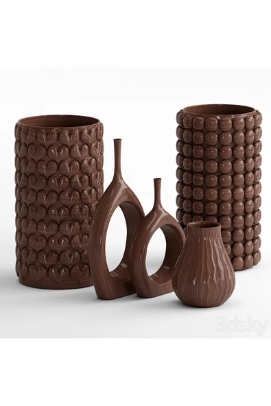 TuransoyCraft Annu Modern Vazo Seti Büyük Boy 25 CM Sert Plastik 5'li Dekoratif Modern Vazo ürün görseli 1