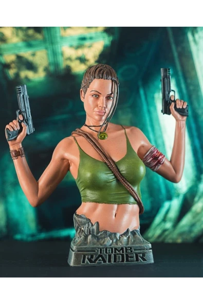 TuransoyCraft Angelina Jolie Tomb Rider Boyalı Büst 15 cm ürün görseli 1