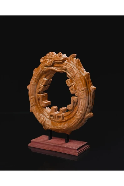 TuransoyCraft Aztek Ouroboros Kendi Kuyruğunu Yiyen Yılan Heykeli 15 Cm ürün görseli 1