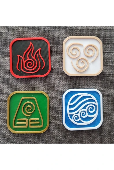 TuransoyCraft Avatar 4lü Kare Bardak Altlığı 4 Element Ateş Su Toprak Hava ürün görseli 1