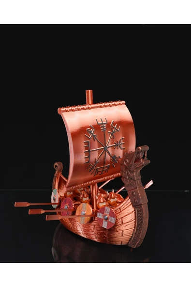 TuransoyCraft Viking Savaşçı Gemisi Viking Yelkenlisi ve Cüceler Büyük Boy Dekoratif Figür ürün görseli 1