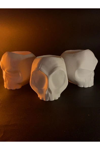 TuransoyCraft Cadılar Bayramı Kuru Kafa Vazo Seti 3 Parça Halloween Kuru Kafa Vazo 3'lü Set Halloween Dekor ürün görseli 1