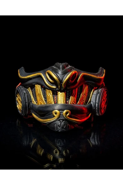 TuransoyCraft Cadılar Bayramı Samuray Maske Cyber Samuray Maske Halloween Samuray Maske Cosplay Samuray Maske 15CM ürün görseli 1