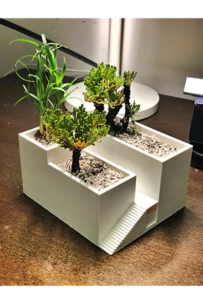 TuransoyCraft Modern Bina Görünümlü Saksı 12 Cm ürün görseli 1