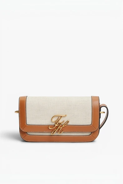 TH SCRIPT FLAP CROSSOVER CANVAS Kadın Kahverengi Çanta - AW0AW18737 ürün görseli 1