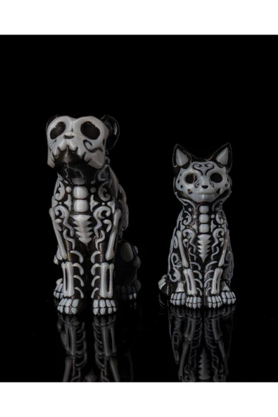 TuransoyCraft Cadılar Bayramı Biblo Cadılar Bayramı Kedi ve Köpek Figür Halloween Figür Kedi Köpek 11CM ürün görseli 1