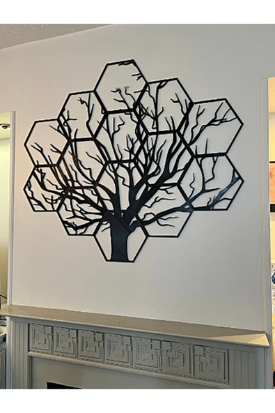 TuransoyCraft Hexagonal Ağaç Duvar Dekoru 60 Cm ürün görseli 1