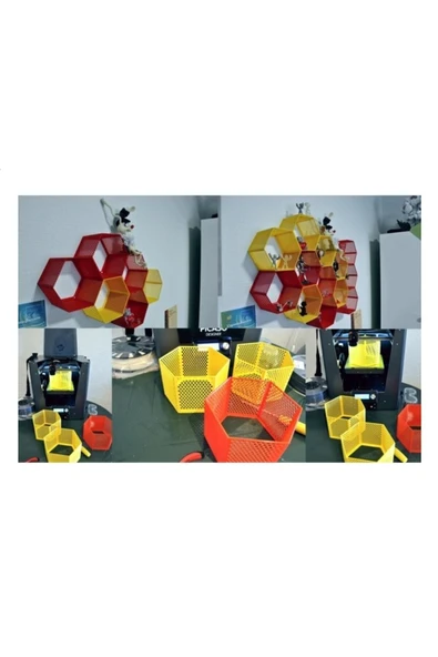 TuransoyCraft Hexagen Altıgen Dekoratif Duvar Rafı 1 Adet ürün görseli 1