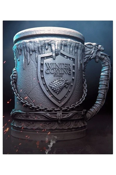 TuransoyCraft Game Of Thrones Stark Hanedanı Kupa 16cm Çap (DEV BOY) ürün görseli 1