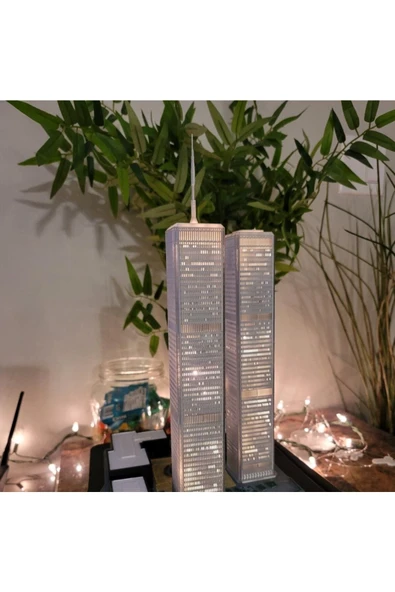 TuransoyCraft Ikiz Kuleler Twin Towers Işıklı Minyatürü Nyc Dev Boy (2 Adet Kule) ürün görseli 1