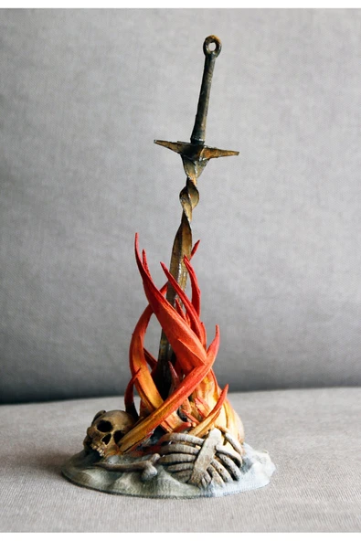 TuransoyCraft Dark Souls Bonfire Dark Souls Şenlik Ateşi Kılıçlı Dekoratif Masaüstü Obje 15CM ürün görseli 1