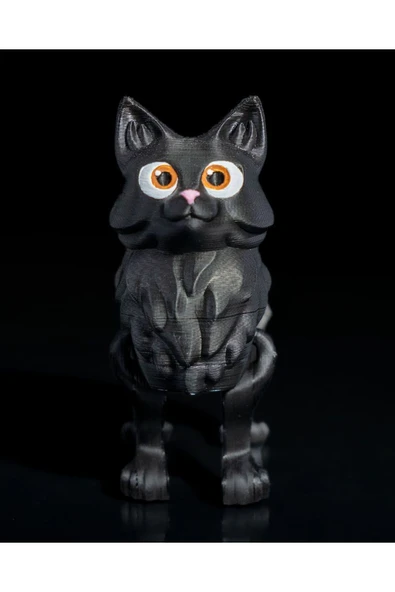TuransoyCraft Hareketli Fluffy Kitten Siyah Kedi Oyuncak Büyük Boy 15 CM ürün görseli 1