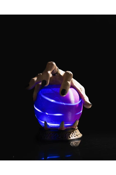 TuransoyCraft Cadılar Bayramı Işıklı Kristal Küre Gece Lambası Wednesday El Hand Şey Lamba Dekoratif Obje ürün görseli 1