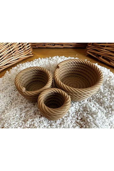 TuransoyCraft Hasır Kase Seti (5 Cm ,10 Cm , 15 Cm Çap ) ürün görseli 1