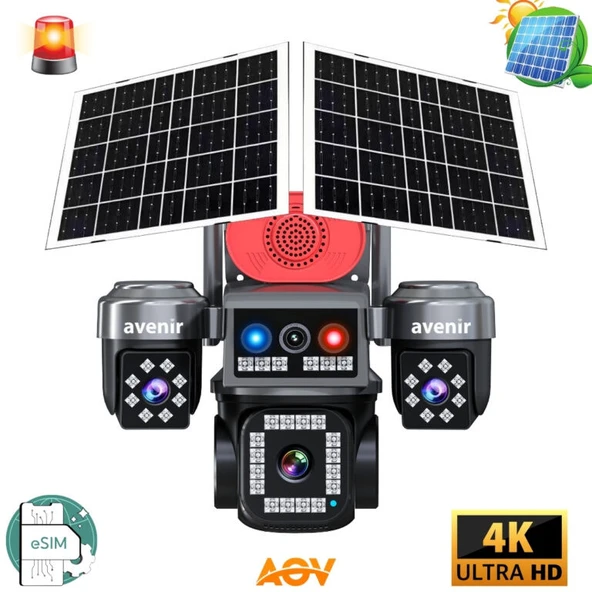 AV-S445 AOV 4 Kameralı E SİM Güneş Enerjili Sim Kartlı 4G Kamera ürün görseli 1