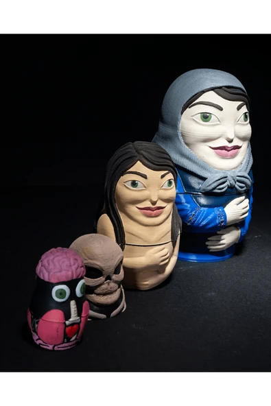 TuransoyCraft Cadılar Bayramı Matruşka Seti Kuru Kafa Zombi Masaüstü Dekoratif Obje ürün görseli 1