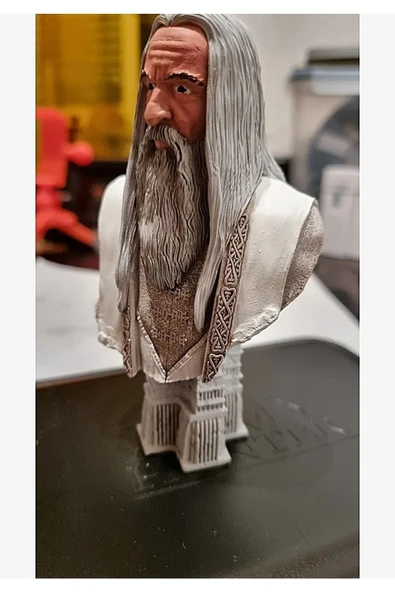 TuransoyCraft Ak Saruman Yüzüklerin Efendisi LOTR Boyalı Büst 20 cm YÜKSEKLİK BÜYÜK BOY ürün görseli 1