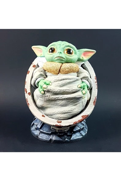 TuransoyCraft Bebek Yoda Kundakta Boyalı Büst 12 Cm ürün görseli 1