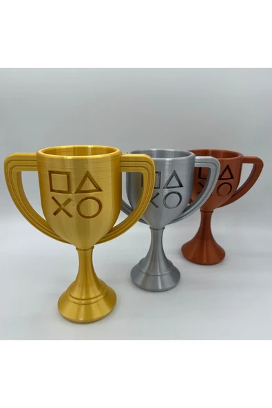 TuransoyCraft Playstation Kupa Figürü 3'lü Set Playstation Altın Kupa Gümüş Kupa Bronz Kupa 15CM ürün görseli 1